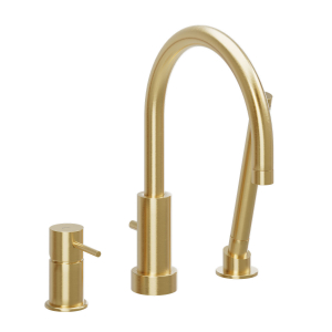 MISCELATORE BORDO VASCA SLIM a 3 FORI ORO SPAZZOLATO